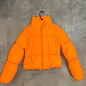 SHEIN Bold Orange Puffer Jacket